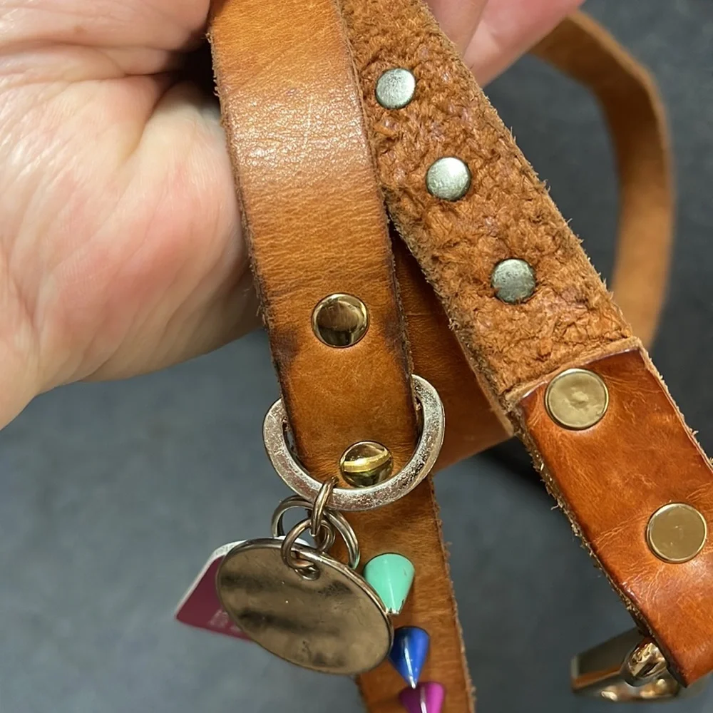 Nice Digs Original Spike Leather Dog Leash- Jungle Tan